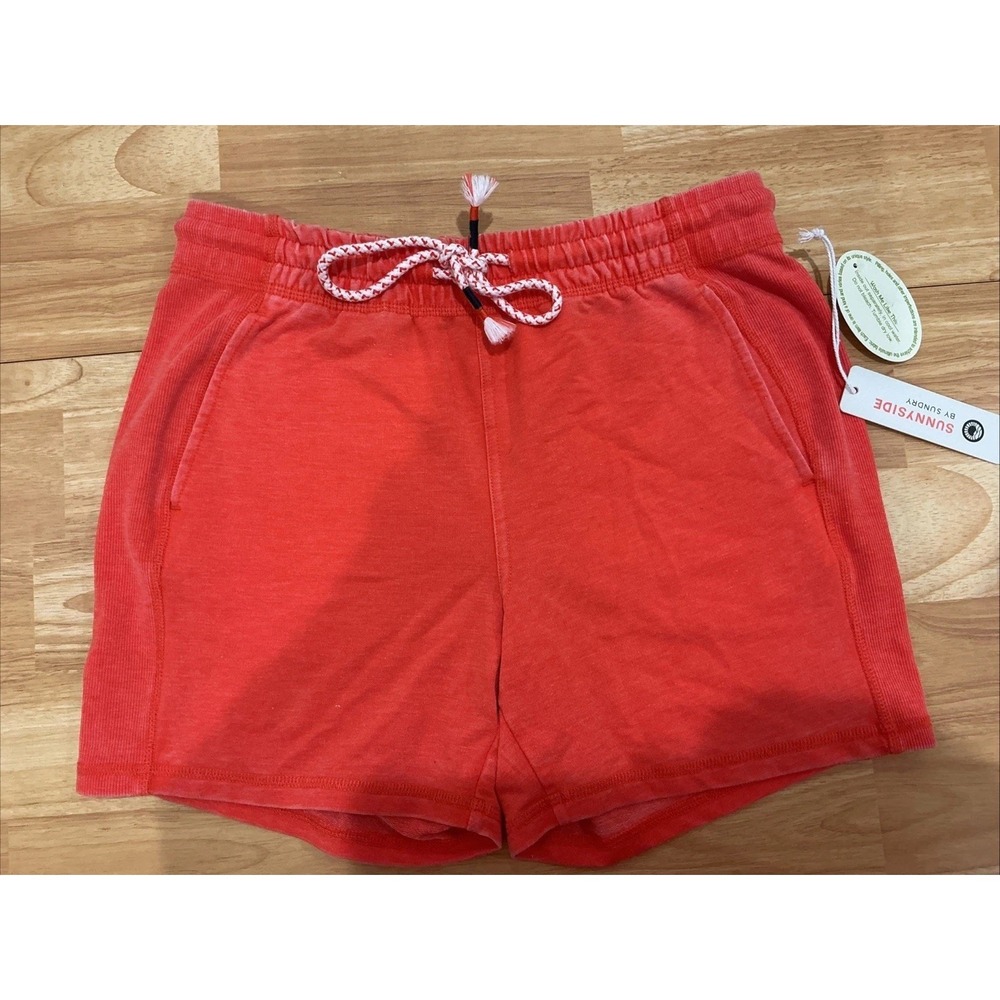NEW Sunnyside‎ by Sundry Womens Coral Peach French Terry Lounge Shorts Small NWT